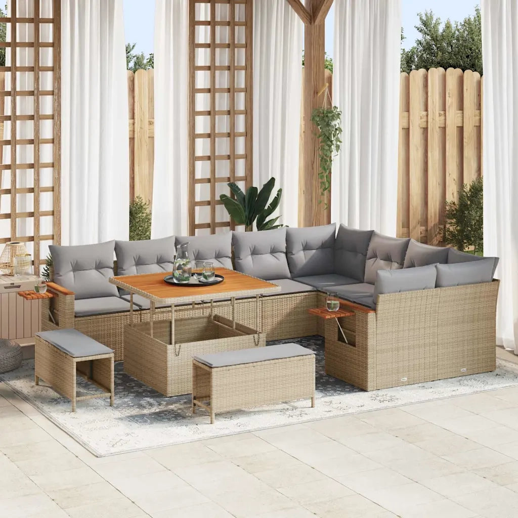 Set Divano da Giardino 13 pcs Beige e Grigio Chiaro polyrattan 3365157