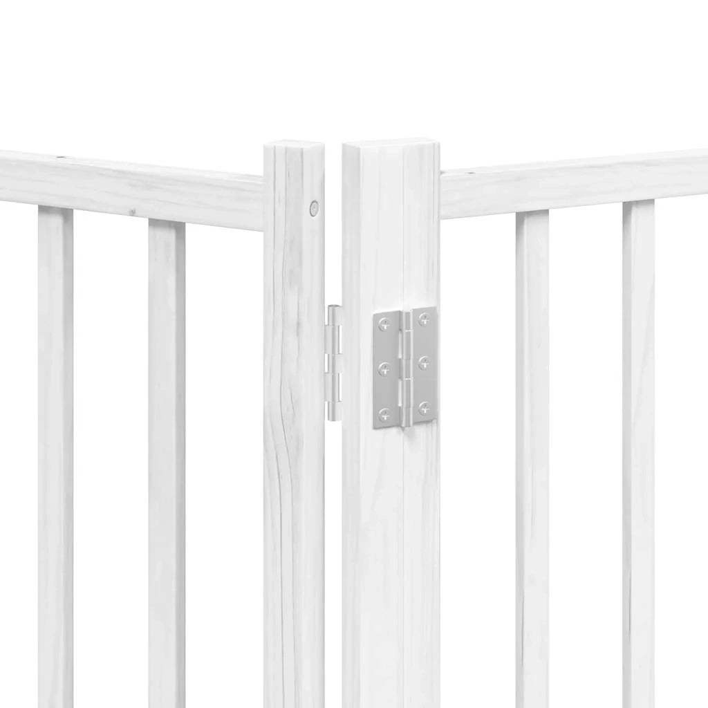 Cancelletto di sicurezza per animali domestici porta pieghevole 9 pannelli legno di pioppo bianco 02_0023291