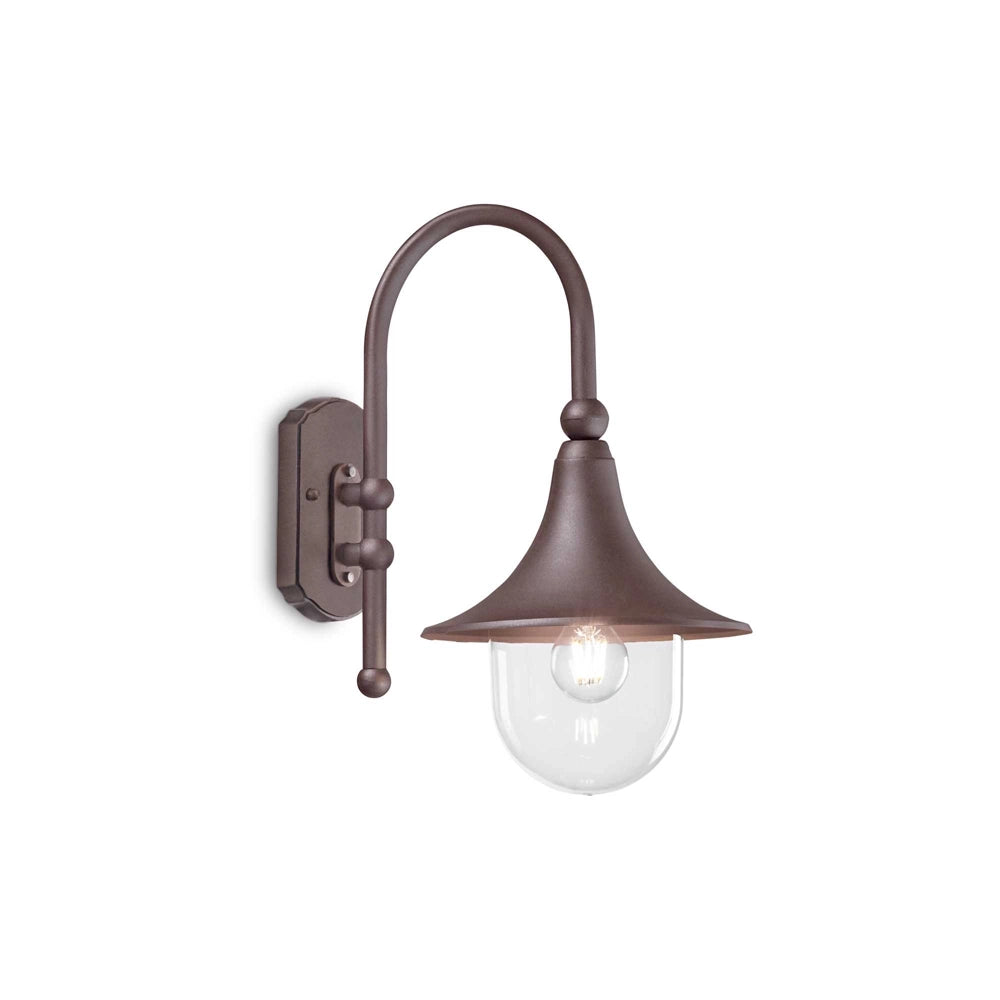 Applique Arco Rustica-Country Cima Alluminio Coffee 1 Luce E27