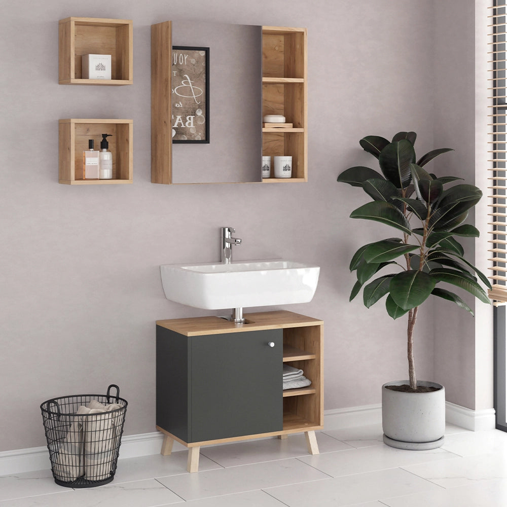 Vicco Set mobili bagno Antracite 3 parti