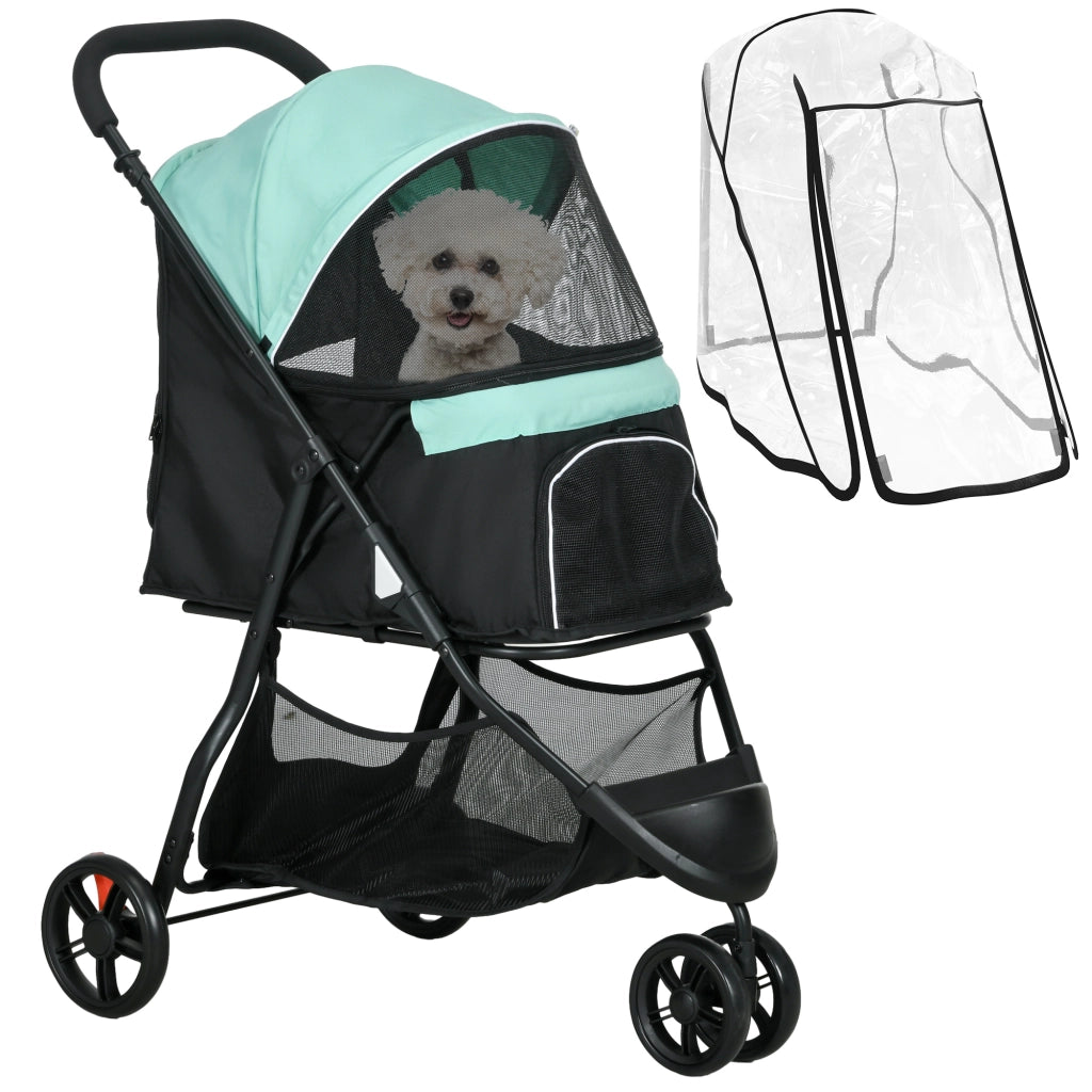 Carrello Pieghevole per Cani Piccoli con Copertura Antipioggia ¨C Minimal ¨C Verde