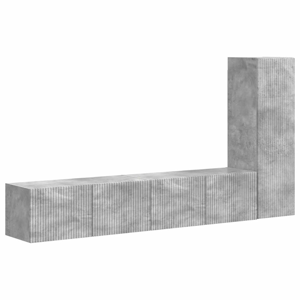 Set mobile TV 3 pcs Grigio cemento Legno multistrato 3408991
