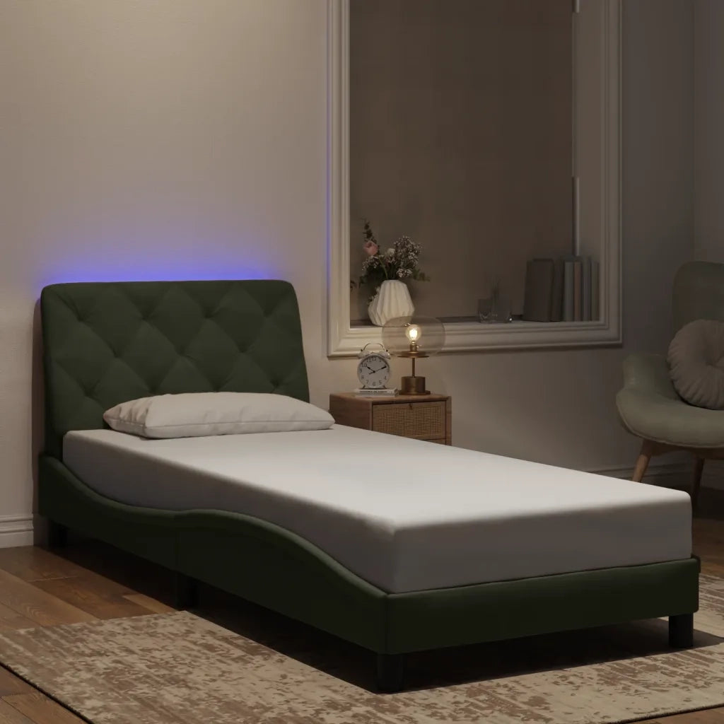 Giroletto con LED senza Materasso Grigio Chiaro 90x200 cm in Velluto