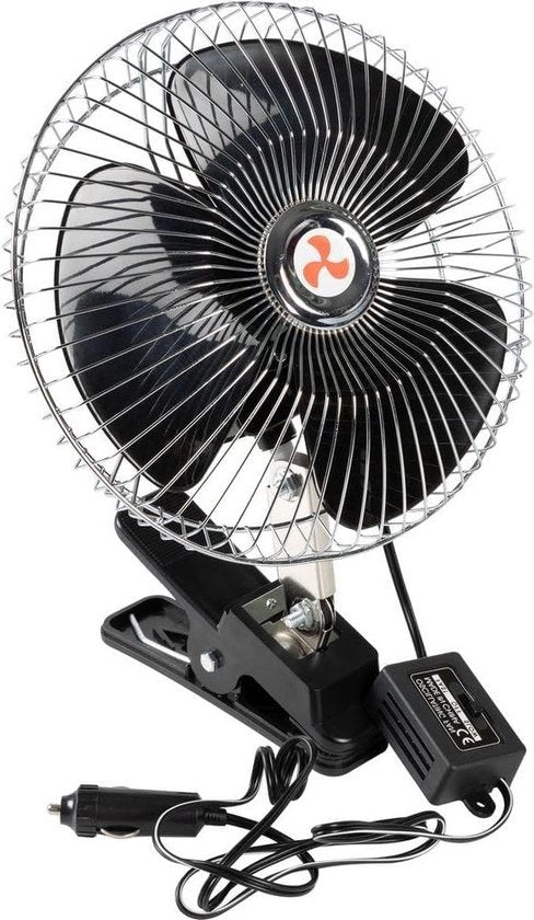 Ventilatore 12V - griglia in cromatura nera - ventilazione potente per auto