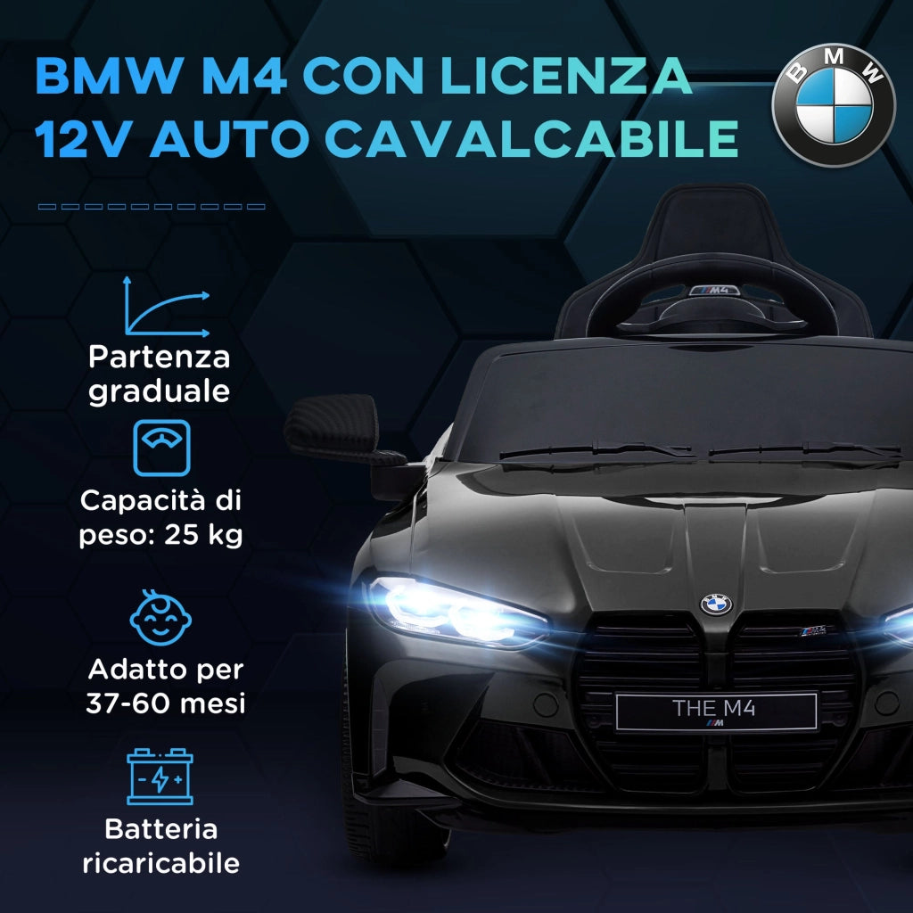 Macchina Elettrica per Bambini Licenza BMW M4 con Telecomando Nero