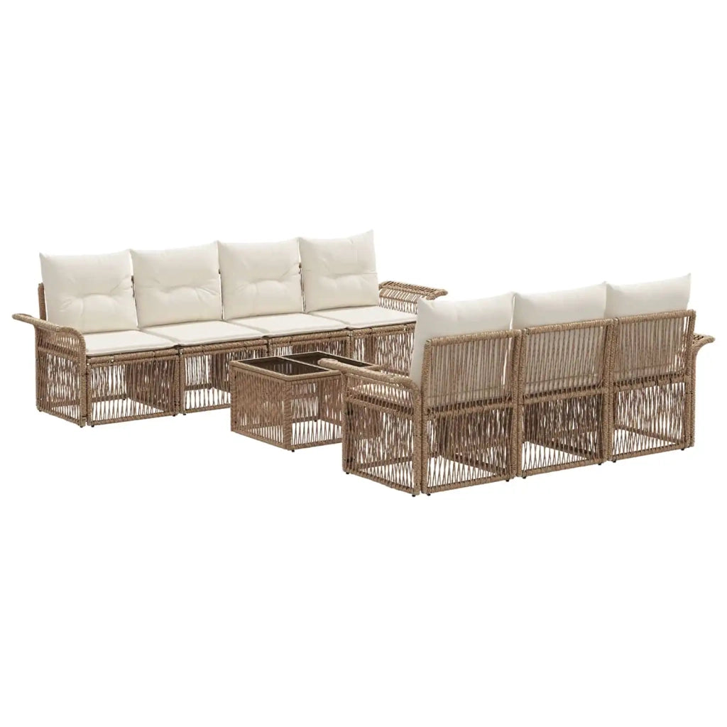 Set Divano da Giardino 8 pz Beige polyrattan 3434769