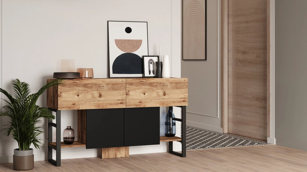 Credenza in legno "Mel" - 140 x 43 x 84 cm - Beige