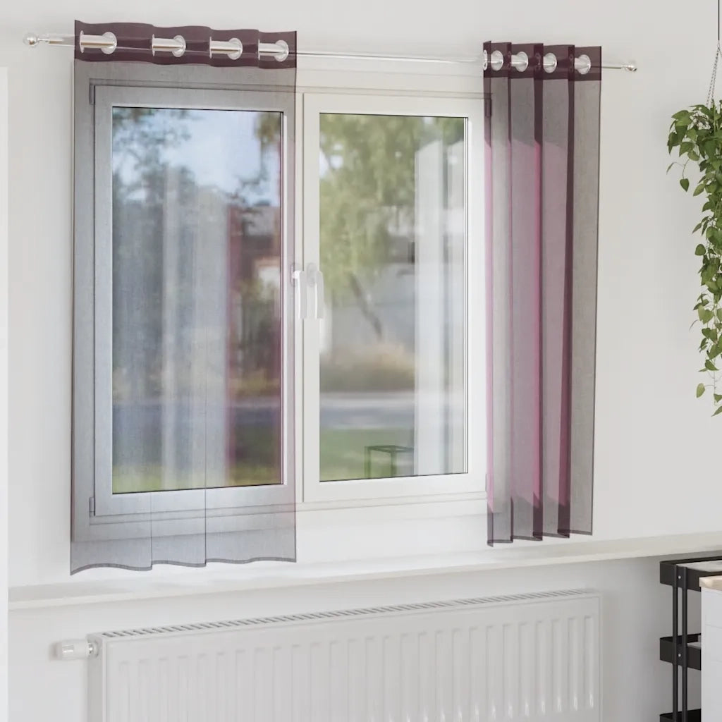 Tende in Voile con Occhielli 2 pz Viola 140x175 cm 4102102