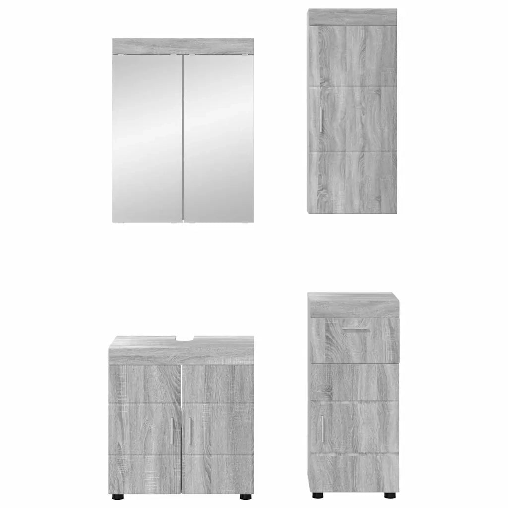 Set di mobili per il Bagno | Armadio da bagno TULUM 4 pz Grigio Sonoma