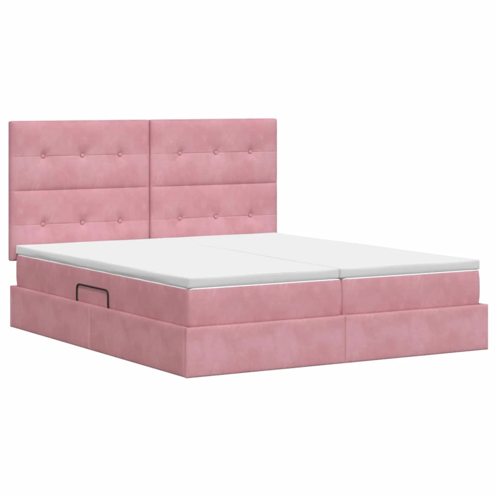 Letto con Contenitore con testiera Rosa 200 x 200 cm Velluto 3459836