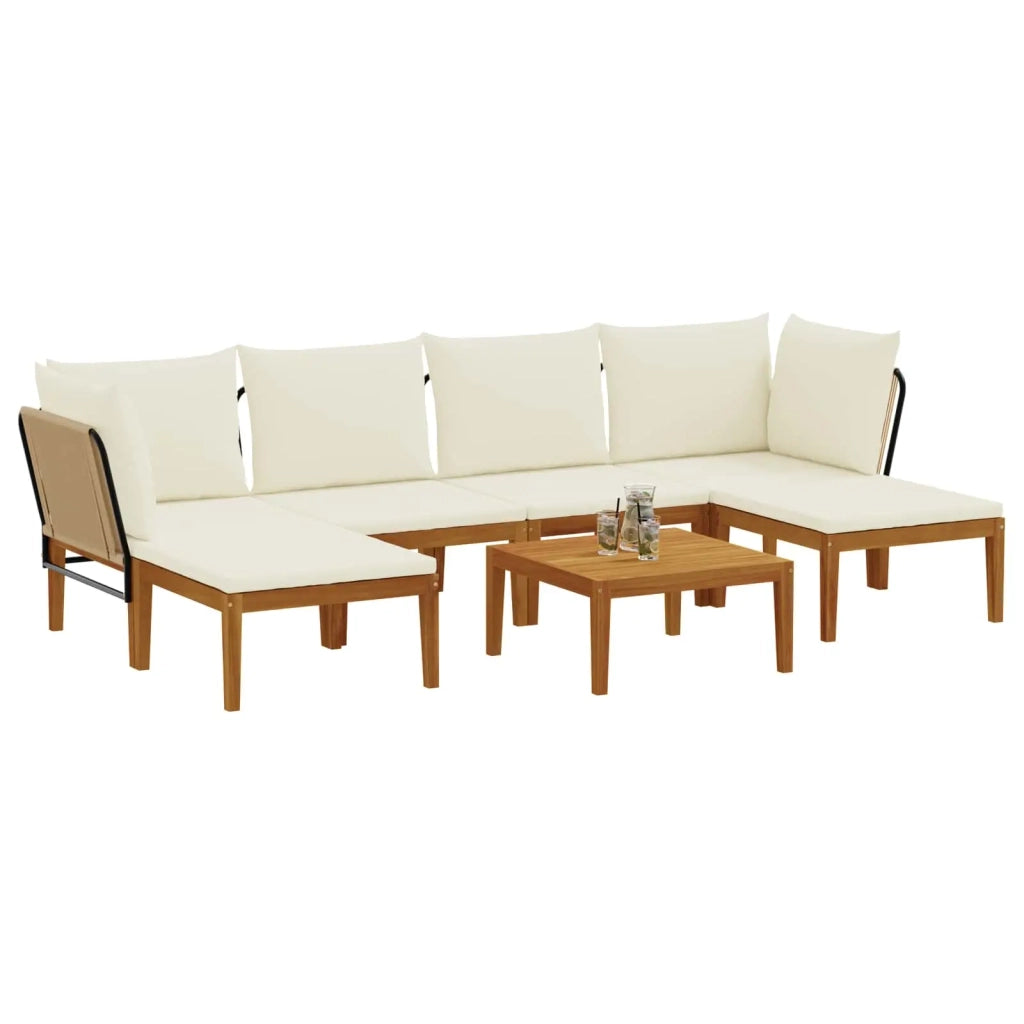 7 pcs Legno massiccio di acacia e corda Naturale 3407784