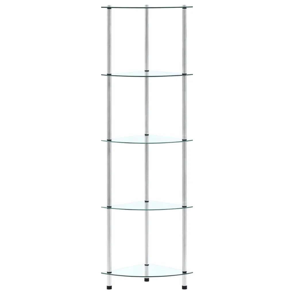Scaffale a 5 Livelli Trasparente 30x30x130cm in Vetro Temperato CFW6544918