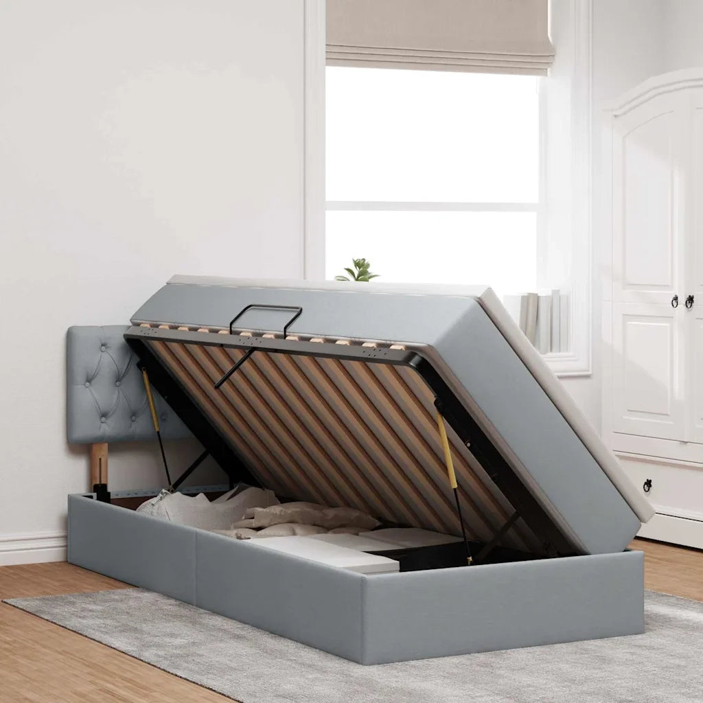 Letto con contenitore e materasso Grigio chiaro 90 x 190 cm 3370539