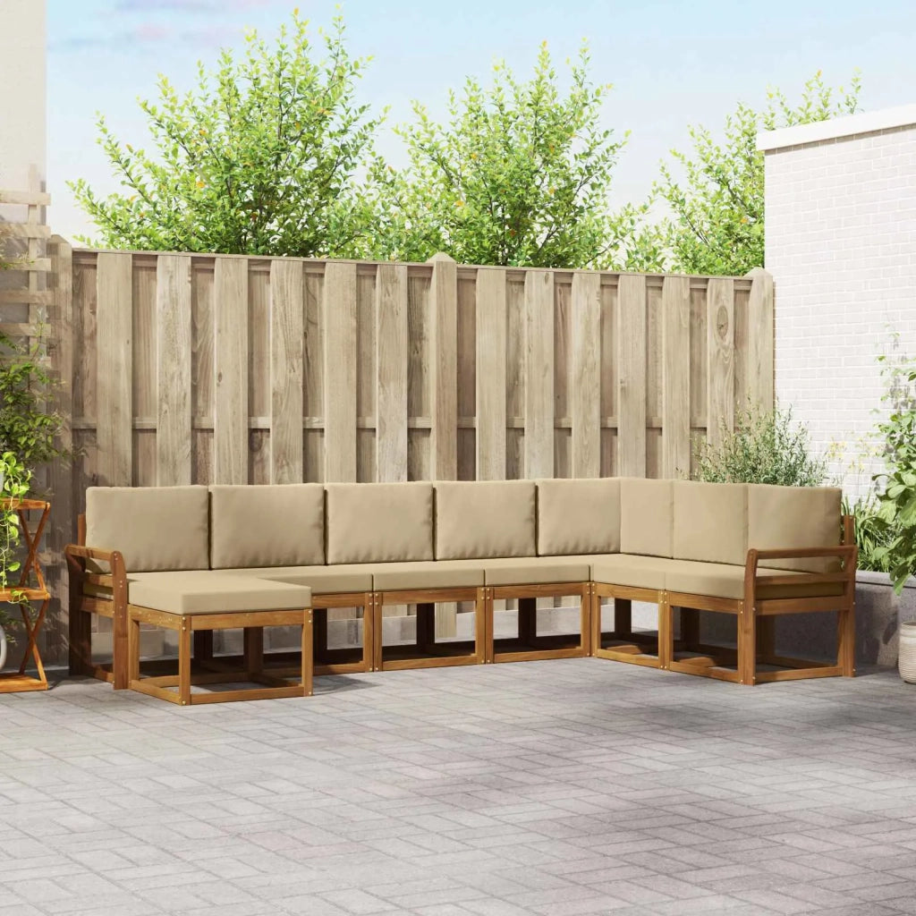 Set di divani da esterno con cuscino 8 pcs Naturale e Beige 3366816