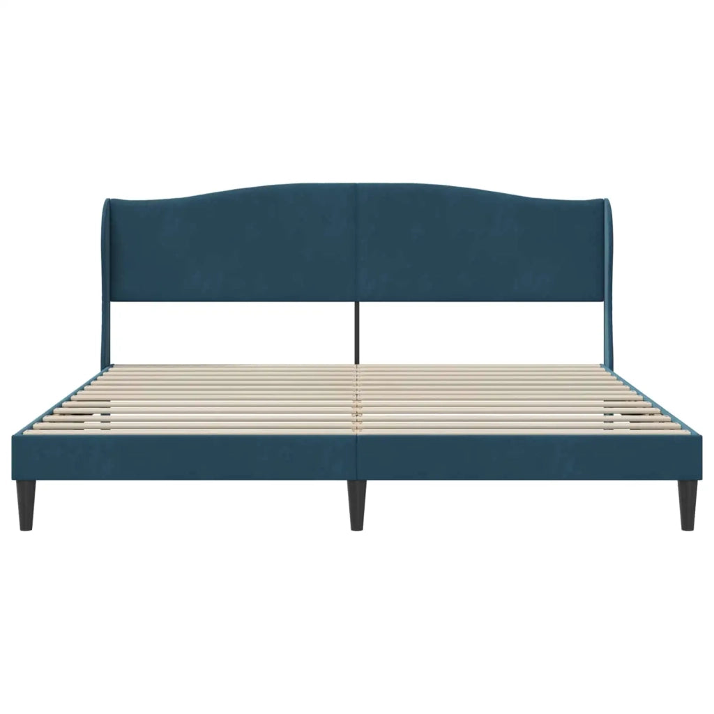 Letto matrimoniale | Letto per adulti | Struttura del letto con testiera Blu 200 x 200 cm Velluto