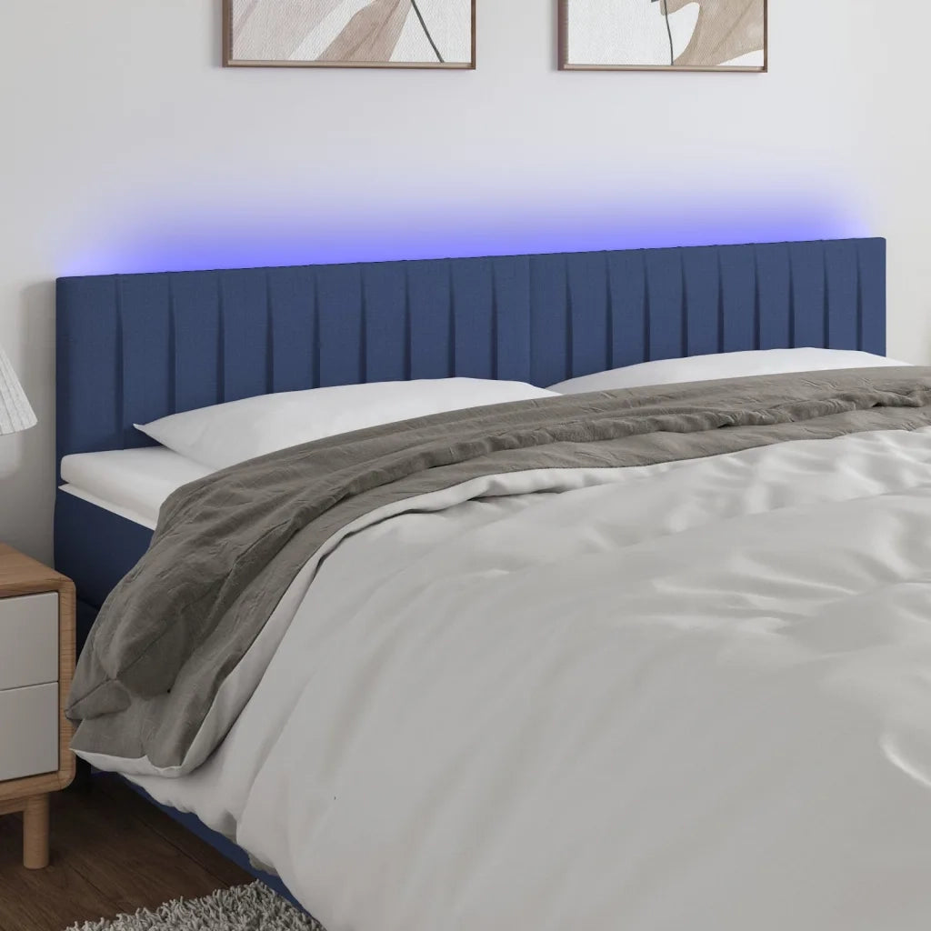 Testiera | Testata a LED Blu 200x5x78/88 cm in Tessuto