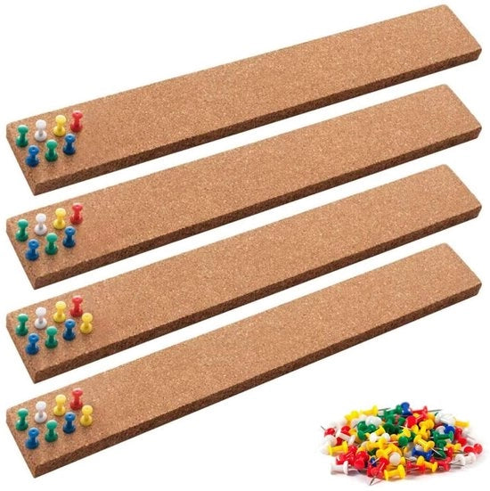 Prikbord per Memi e Documenti - 4 Pezzi - Strips Leggeri e Resistenti - Totale Lunghezza 38x5 cm