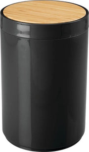 Bacino per rifiuti bagno e camera da letto - bambù e plastica - con coperchio oscillante - formato piccolo - naturale/nero