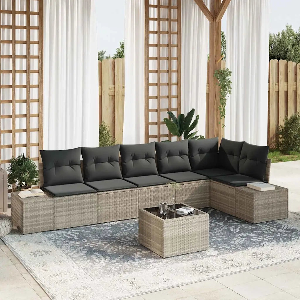 Set Divano da Giardino Grigio chiaro polyrattan 3355761