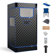 Tenda per sauna a vapore 91 x 91 x 183 cm con sedia pieghevole 9 impostazioni di temperatura design moderno tessuto impermeabile nero 20_0013560