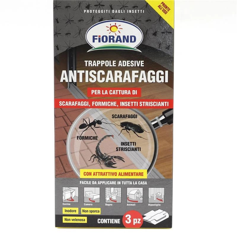 TRAPPOLE ADESIVE CON ATTRATTIVO ALIMENTARE SCARAFAGGI 3 PEZZI