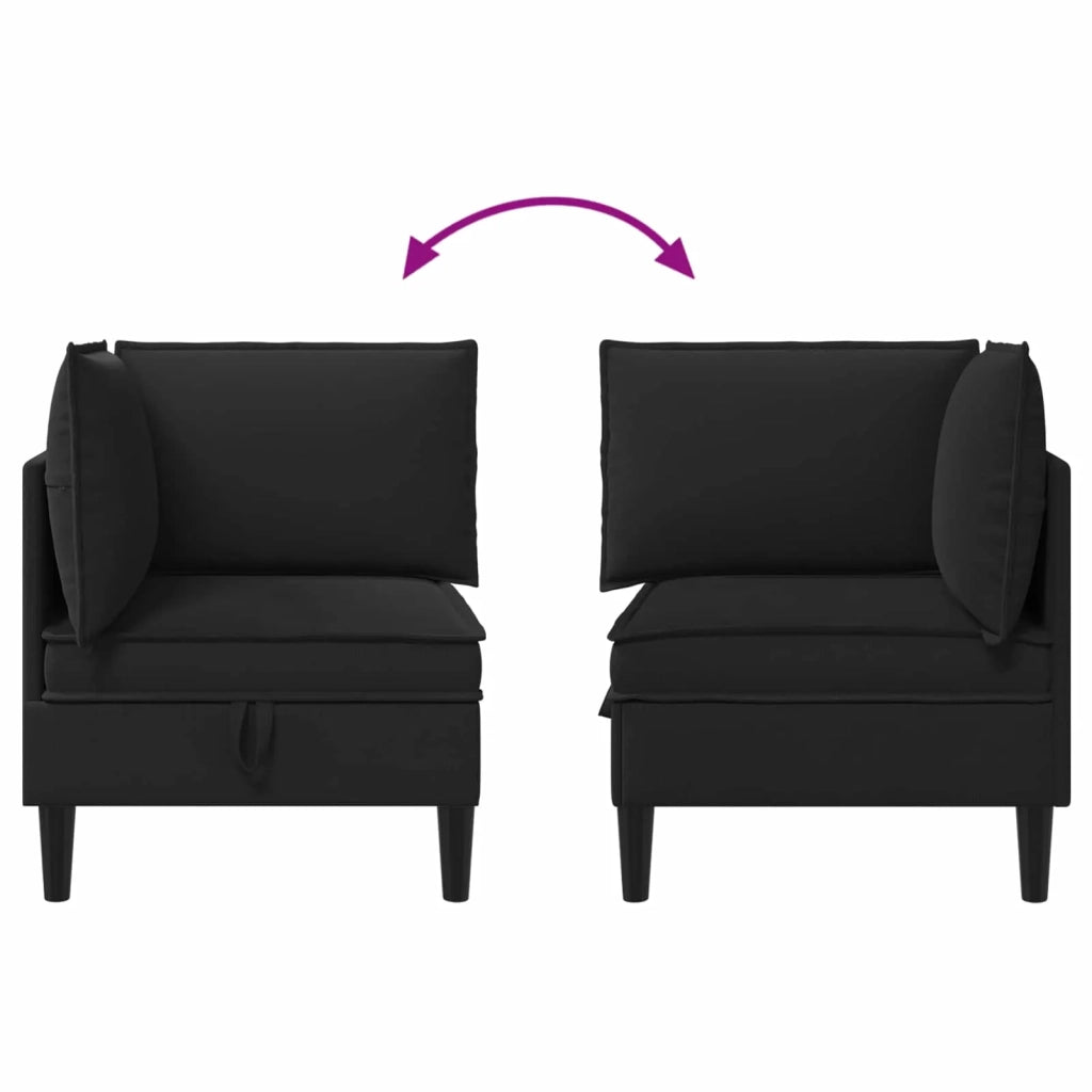 Divano Angolare con Storage Nero Velluto 42027093