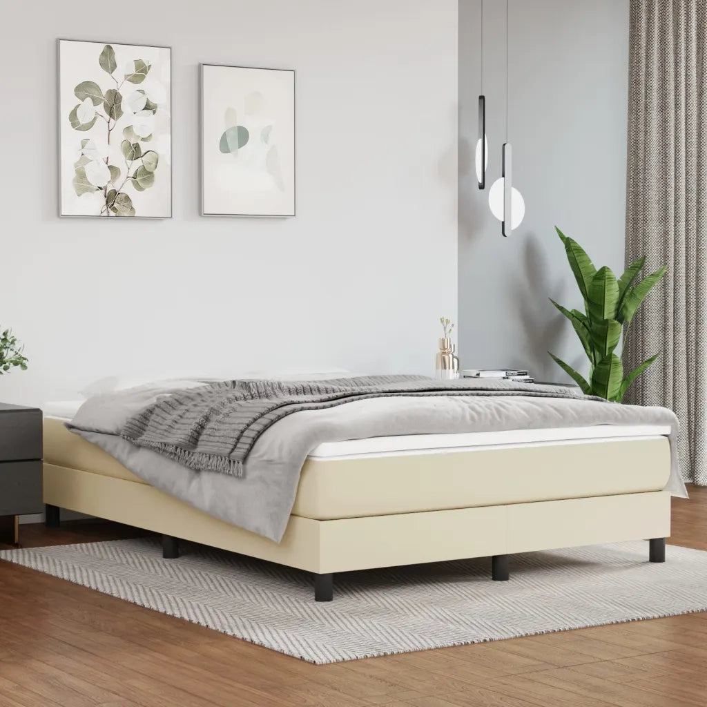 Struttura Letto a Rete a Molle Crema 140x190 cm in Similpelle