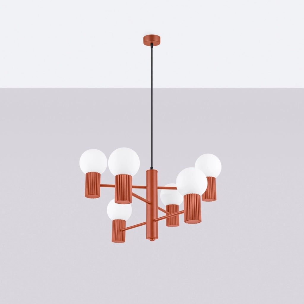 Lampadario HALO 6 rosso ocra