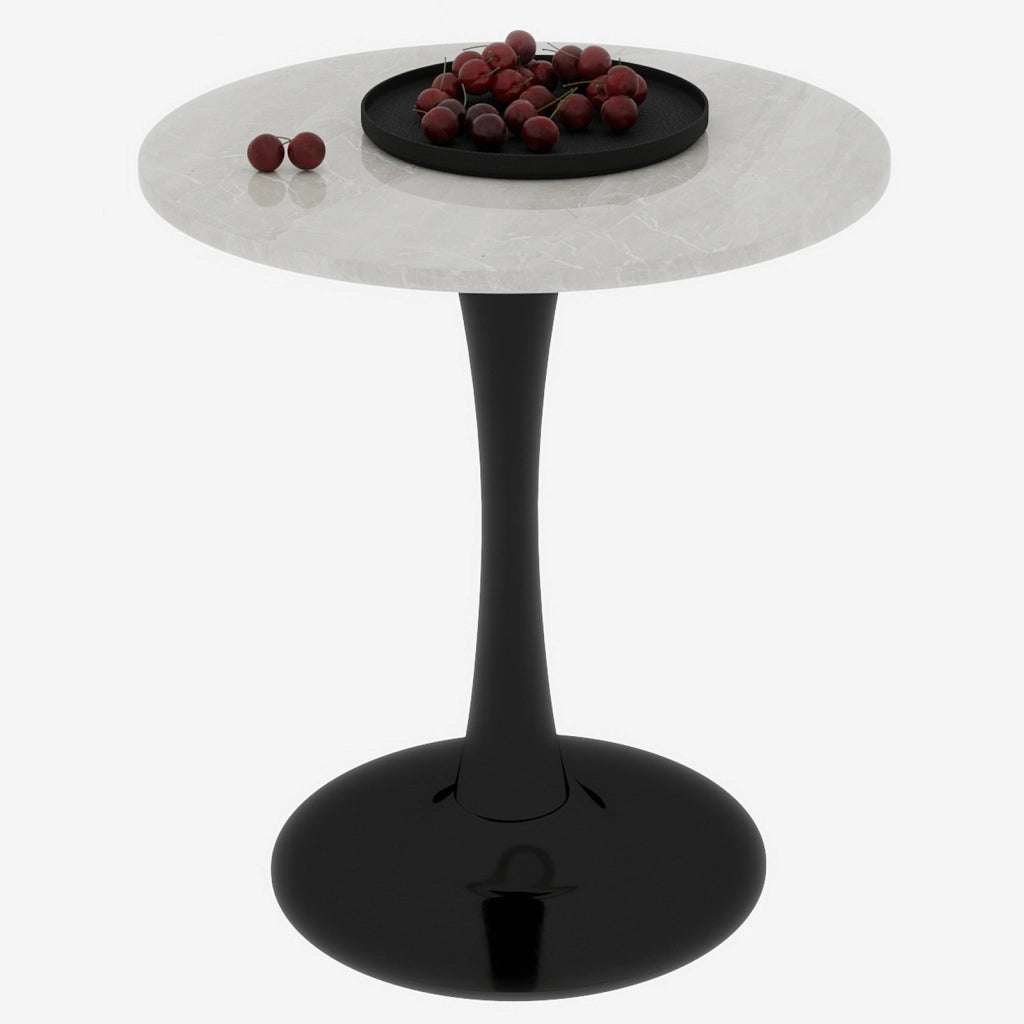 Tavolino da Caff¨¨ Rotondo ¨C MINIMAL ¨C Marmo Bianco Nero, 70 cm