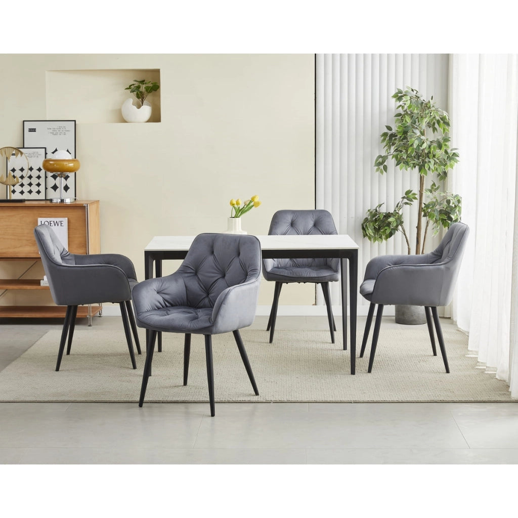Sedia poltroncina Jork in velluto grigio scuro e metallo
