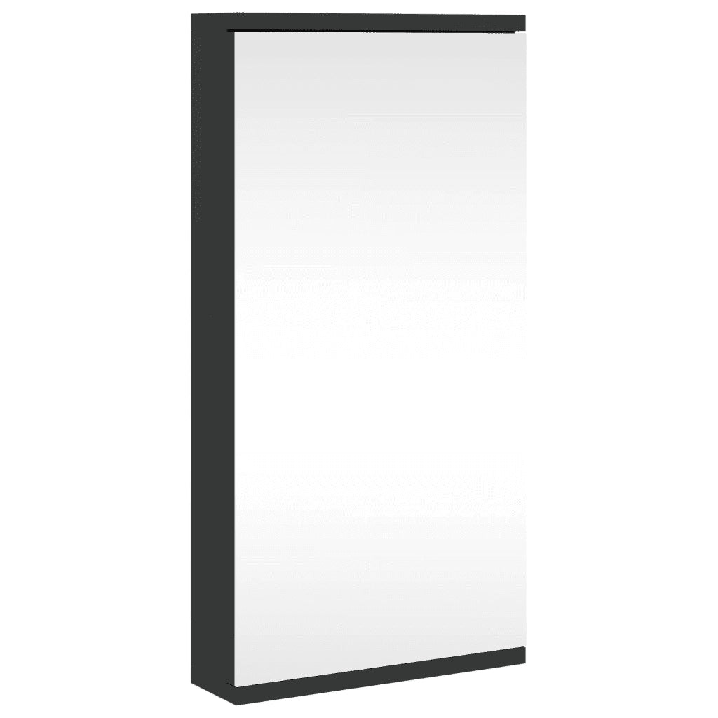 Armadietto Angolare con Specchio da Bagno Nero 30x24x60 cm 357979