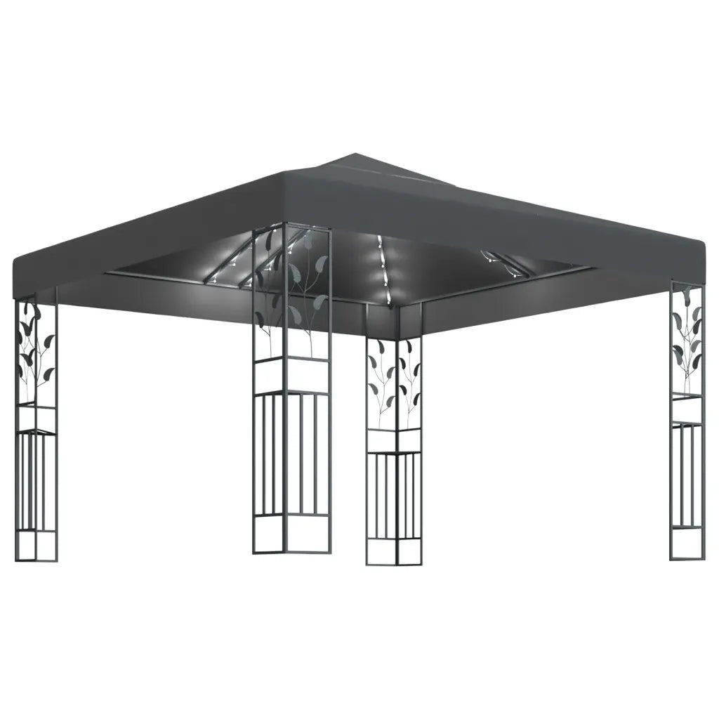 Gazebo | Pergolato con Stringa di Luci LED 3x3 m Antracite