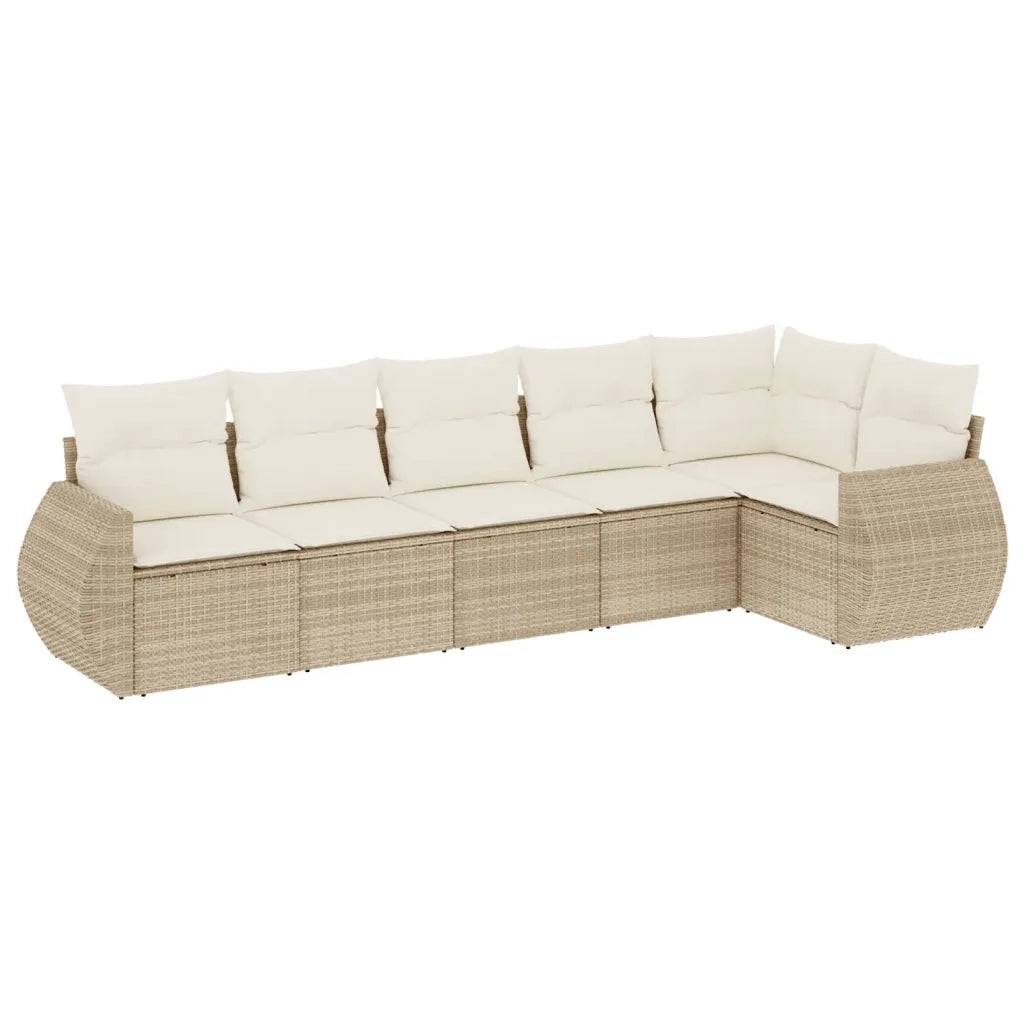 Set Divano da Giardino 6 pz con Cuscini Beige in Polyrattan 3253725