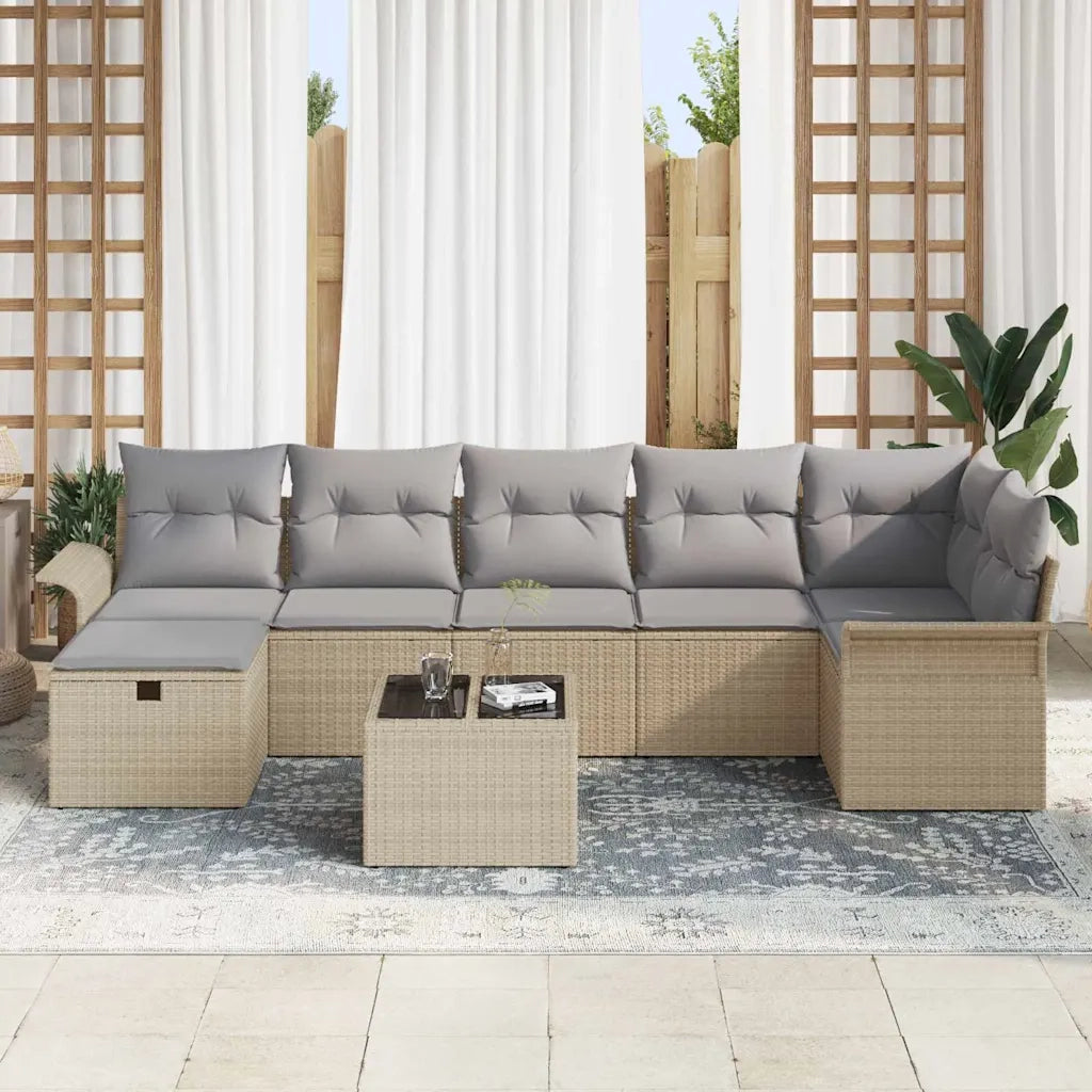 Set Divano da Giardino 8 pcs Beige e Grigio Chiaro polyrattan 3358909