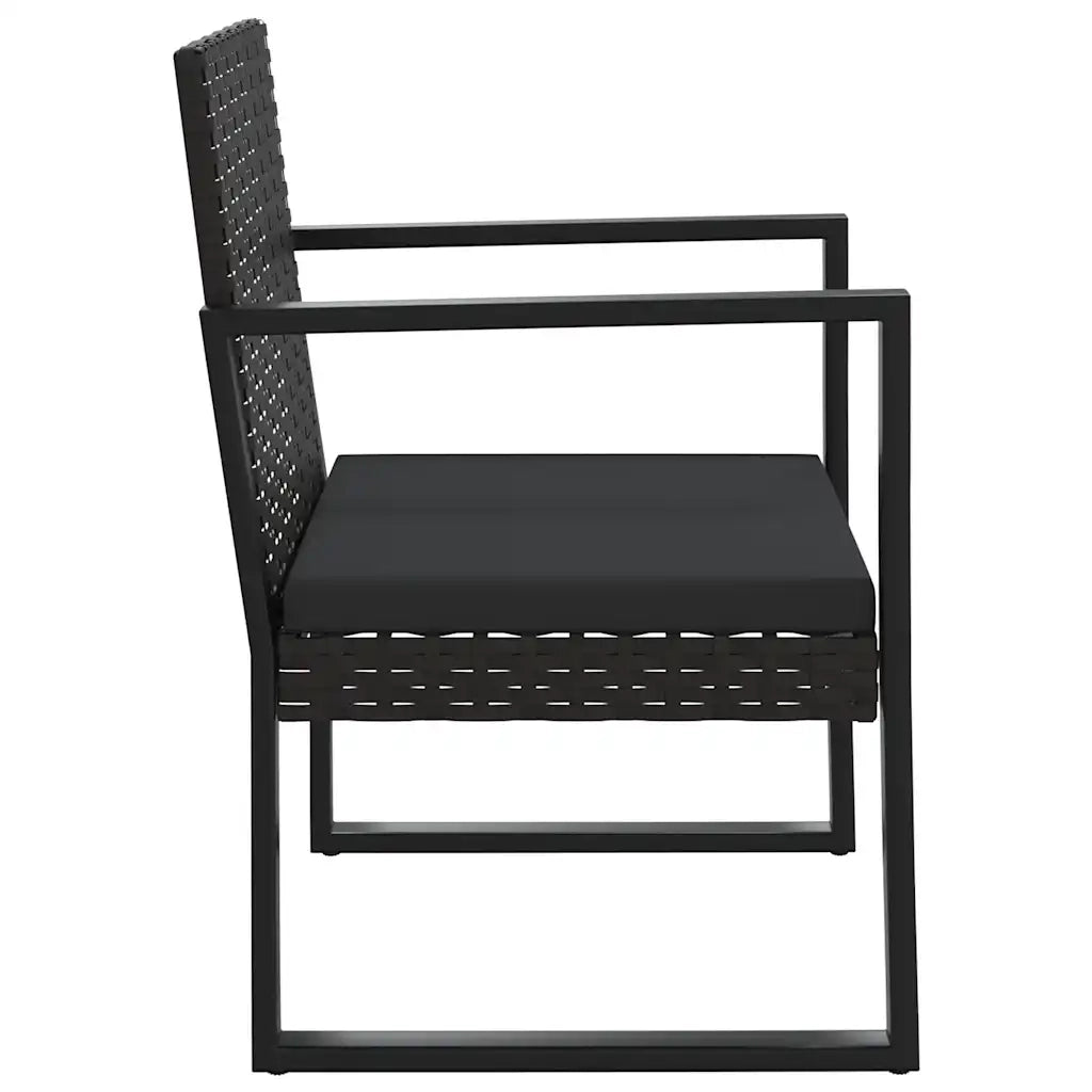 Set Divani da Giardino 3 pz | Set Salotto da Giardino con Cuscini Nero in Polyrattan