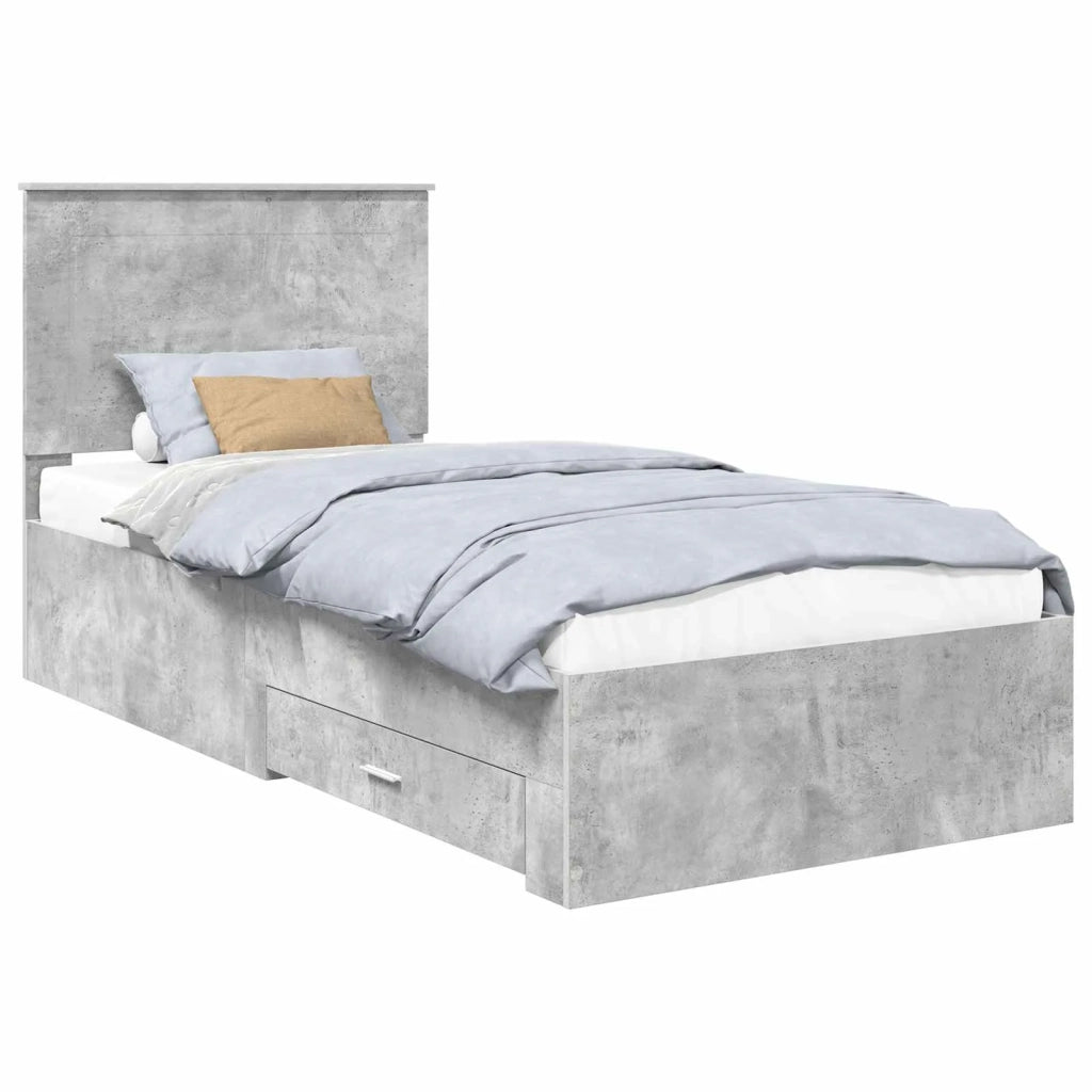 Struttura del letto con testiera Grigio cemento 100 x 200 cm 3409688