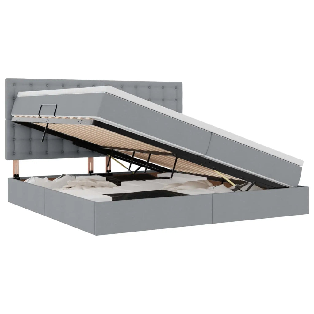 Letto con contenitore e LED con led Grigio chiaro 200 x 200 cm