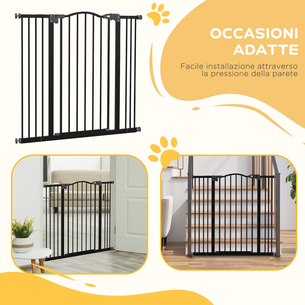 Cancelletto per Cani Estensibile ¨C zephmum ¨C Nero Metallo Plastica 74-100x94 cm