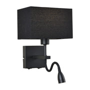 Applique Italux Norte moderna nera opaca con LED lettura