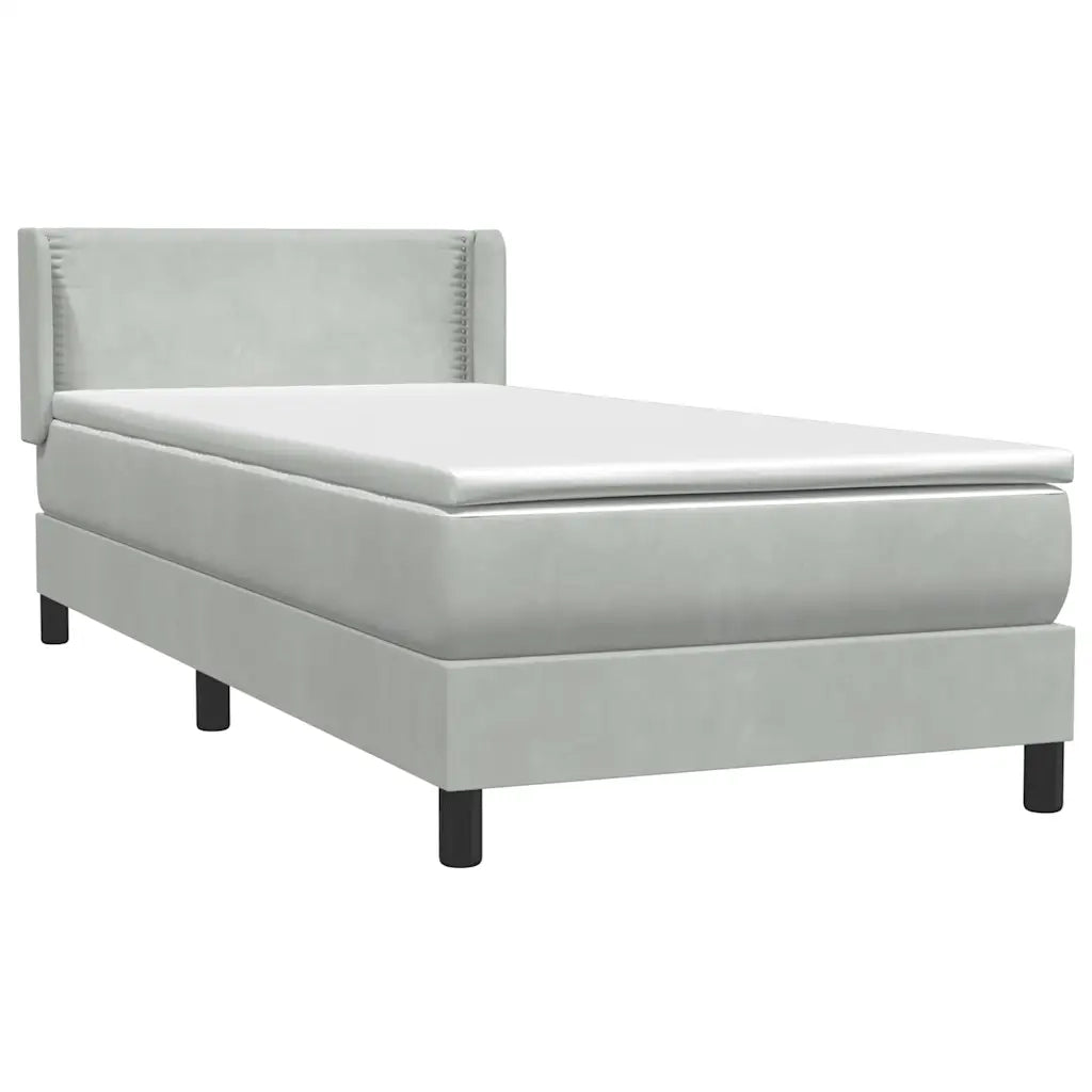 Giroletto a Molle con Materasso Grigio Chiaro 80x210 cm Velluto 3318009