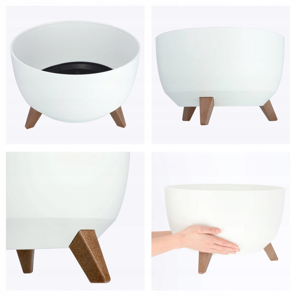 Vaso da fiori KADAX, fioriera, coperchio, gambe, inserto, supporto per fiori, 40 cm, bianco, rotondo, 2 pezzi.