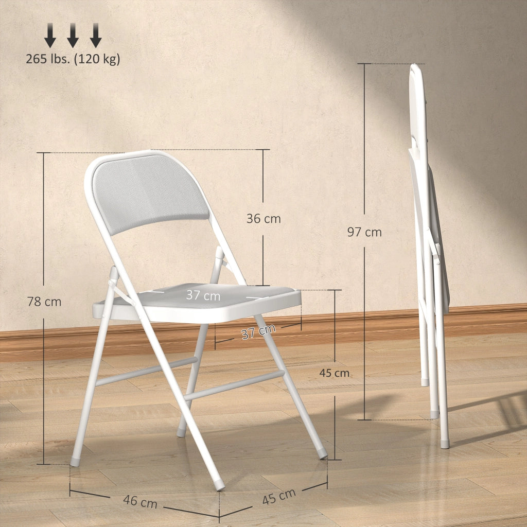 Set di 4 Sedie Pieghevoli da Pranzo ¨C Zephmum ¨C Struttura in Metallo Bianco 45x46x78 cm