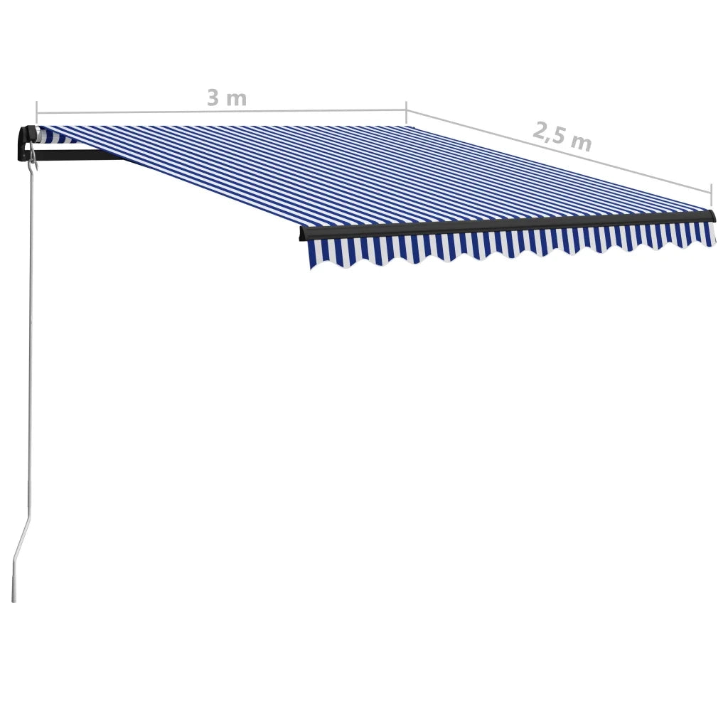 Tenda da Sole | Tenda parasole Retrattile Manuale 300x250 cm Blu e Bianca