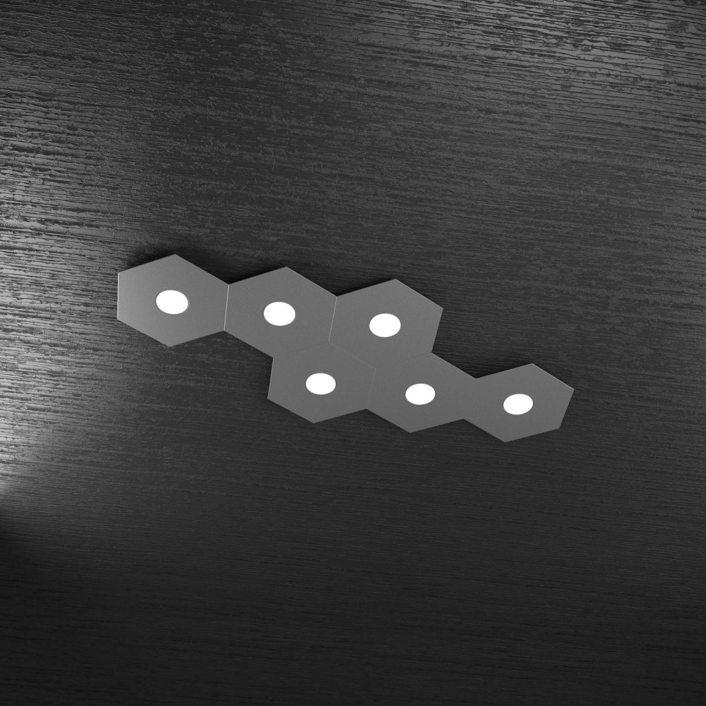 HEXAGON APPLIQUE-PLAFONIERA 6 LUCI GRIGIO ANTRACITE 1142-6L-GA