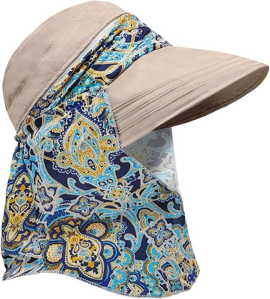 Cappello da mare pieghevole con visiera e cinturino, bordo ampio, protezione UV
