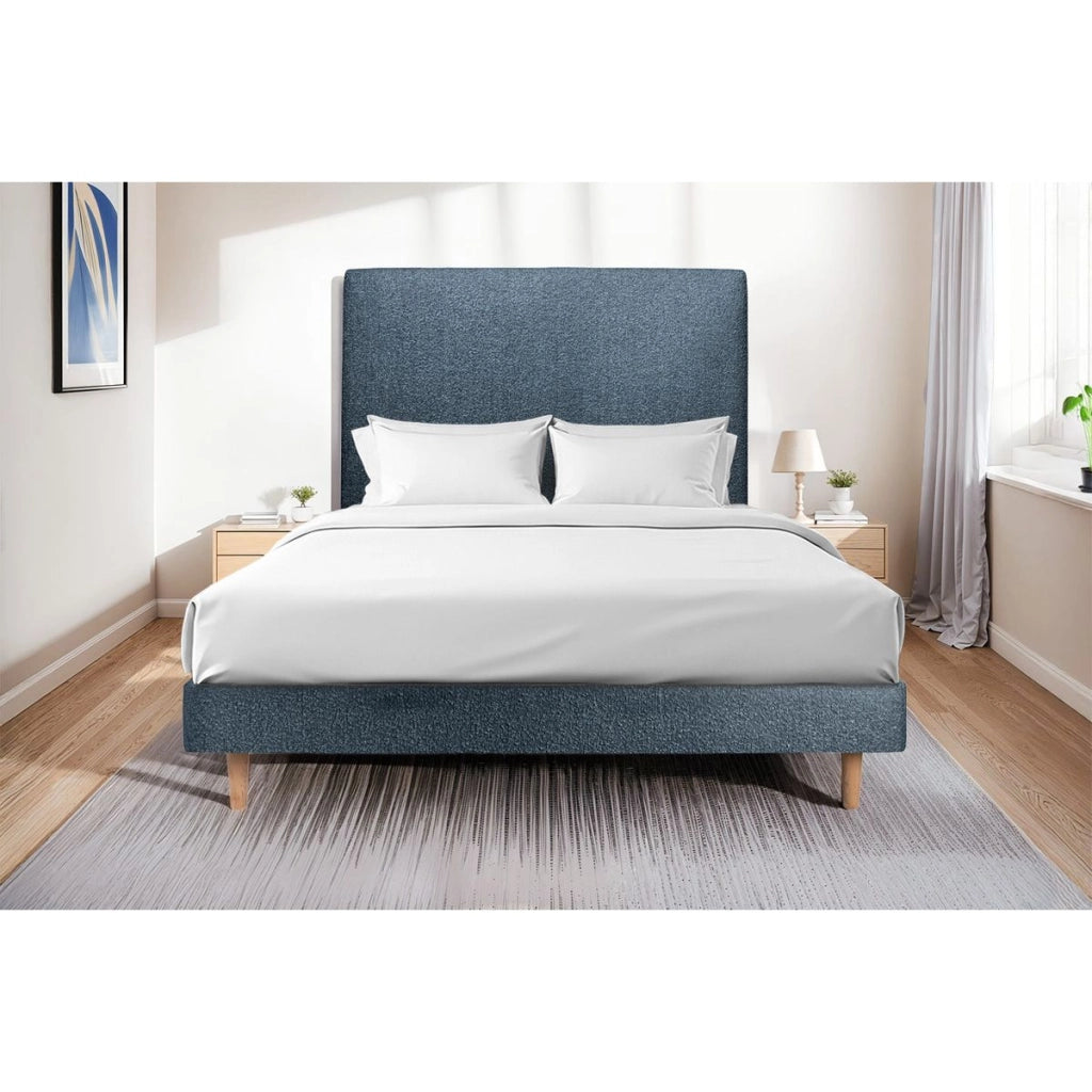 Letto 150x200 cm con testata imbottita - tessuto bouclé