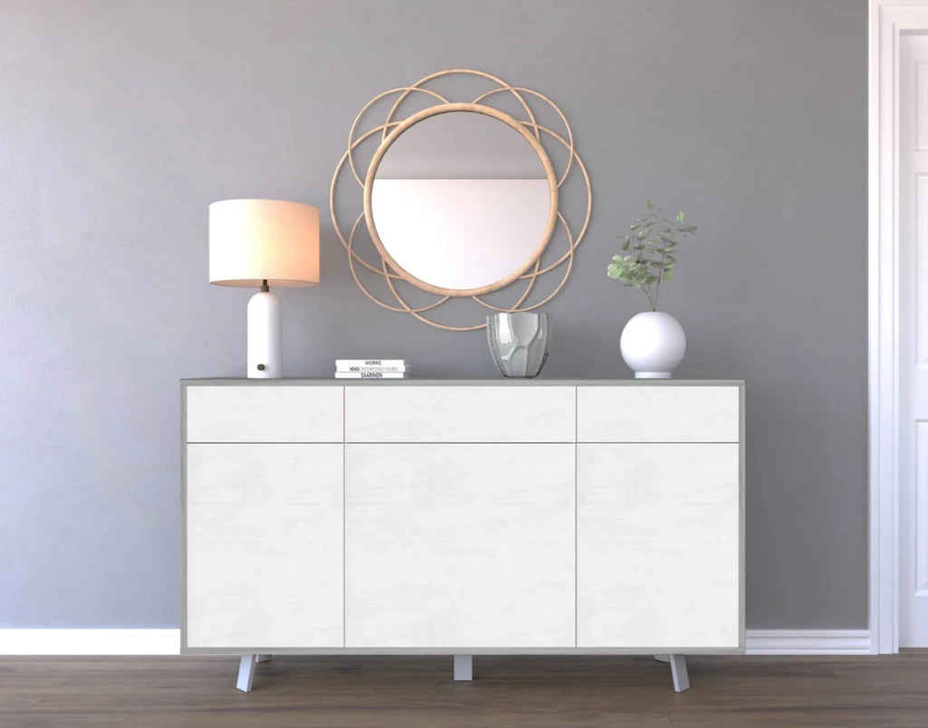 Mobile Soggiorno 3 Ante 3 Cassetti 164x41 h92cm Ossido Bianco