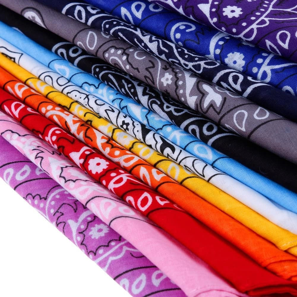 Trade Shop - Set Bandana Vari Colori Per Capelli Collo Sciarpa Fazzoletti Da Taschino Cotone -