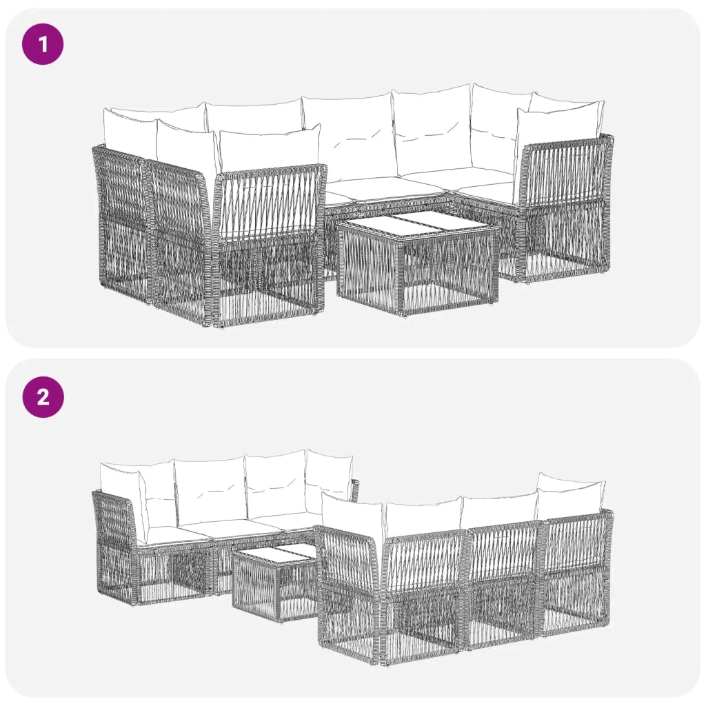 Set Divano da Giardino 7 pz Grigio polyrattan 3434138