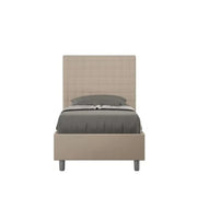 Letto singolo senza rete imbottito 90x200 similpelle tortora Sunny